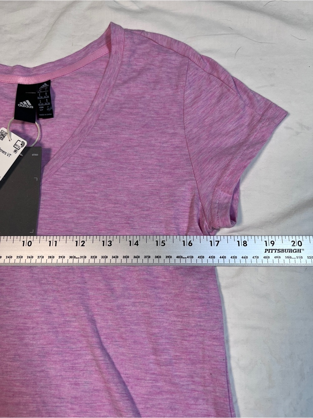 adidas Women's Heather Purple V-Neck Short Sleeve Tee - Picture 4 of 9